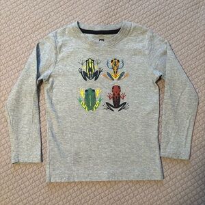 Tea Collection Gray Long Sleeve Shirt with Colorful Frog Design